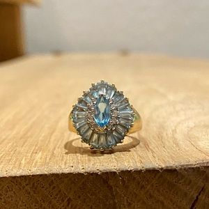 vintage, 10-karat gold topaz and diamond ring